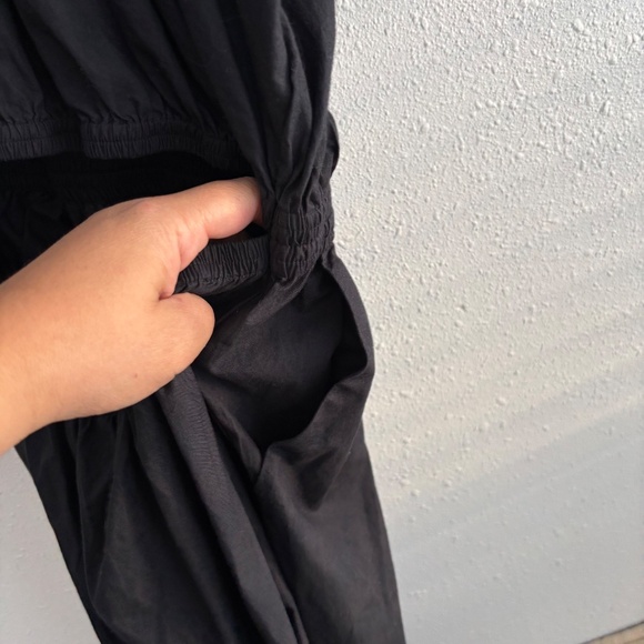 APIECE APART PALMA ONE SHOULDER BLACK ORGANIC COTTON DRESS - Picture 7 of 12